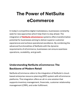 Transforming Growth: How NetSuite eCommerce Transforms Online Businesses