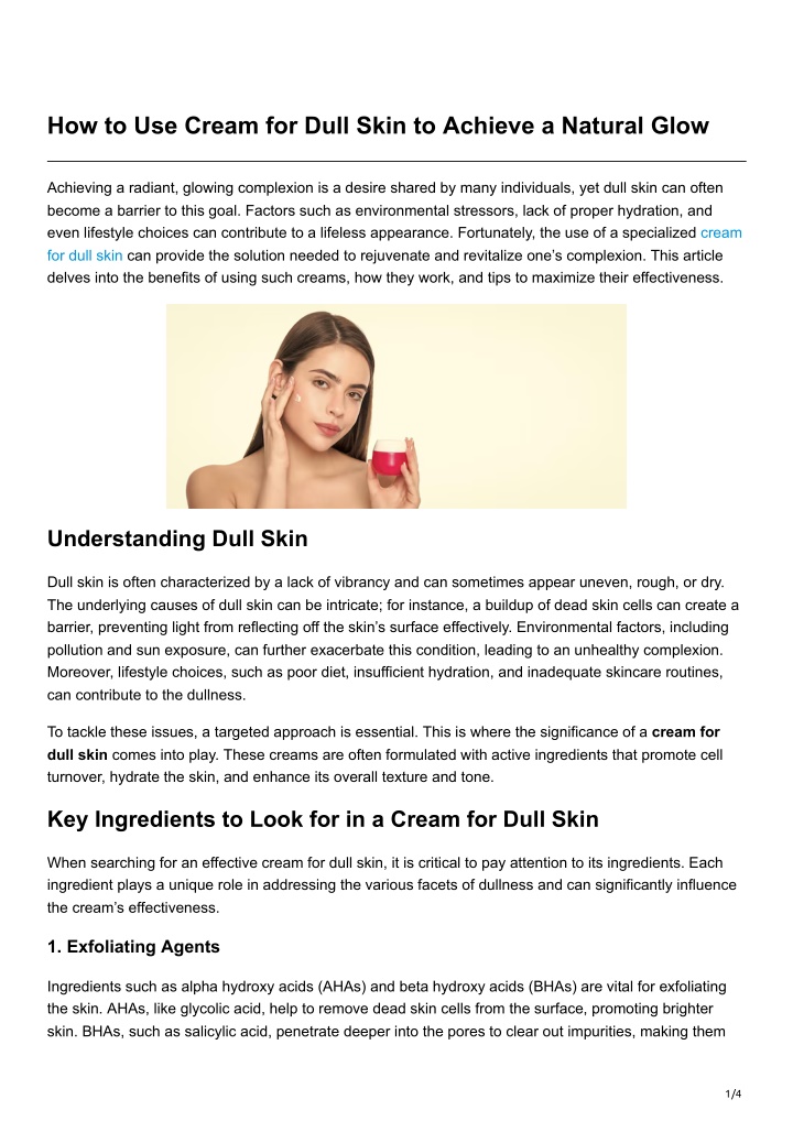 how to use cream for dull skin to achieve