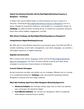 Best Digital Marketing Company in Bangalore – Techiesys