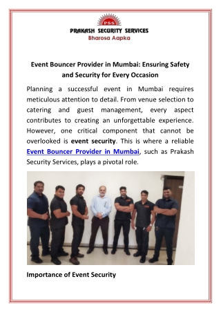 Event Bouncer Provider in Mumbai Ensuring Safety and Security for Every Occasion