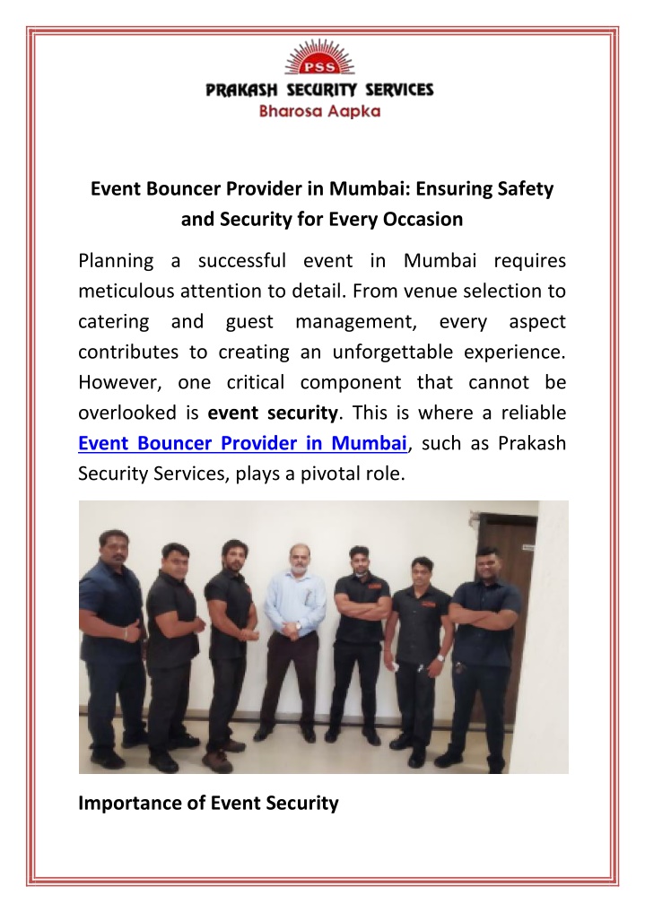 event bouncer provider in mumbai ensuring safety