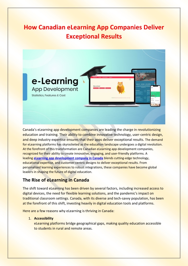 how canadian elearning app companies deliver