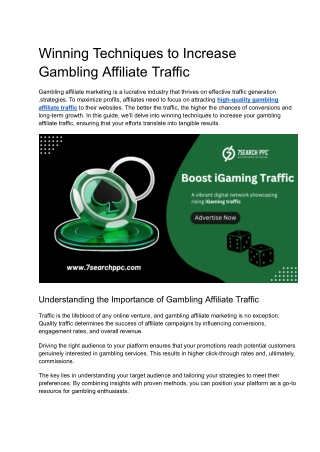 Winning Techniques to Increase Gambling Affiliate Traffic (1)