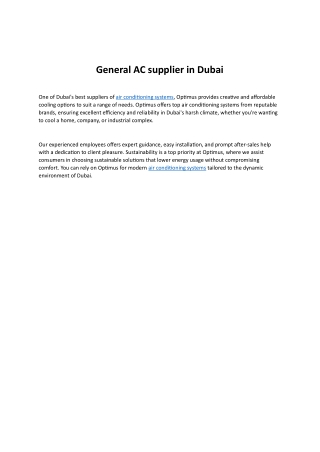general ac supplier in dubai