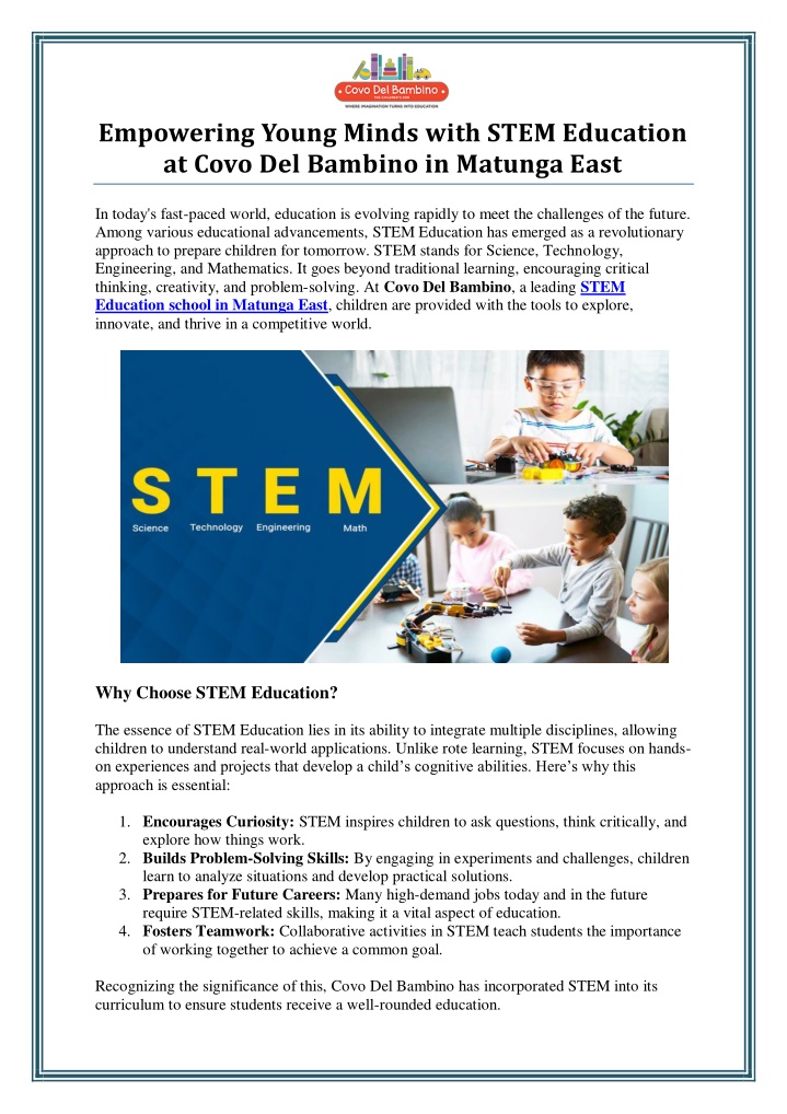 empowering young minds with stem education