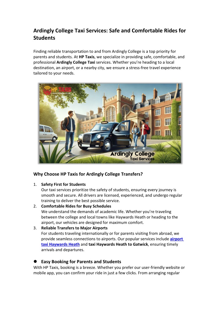 ardingly college taxi services safe