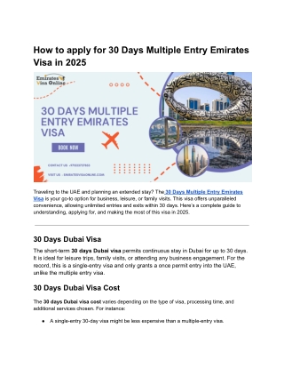 how to apply for 30 days multiple entry emirates