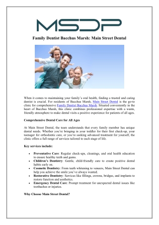 Mainstreet Dental: Caring Family Dentist in Bacchus Marsh