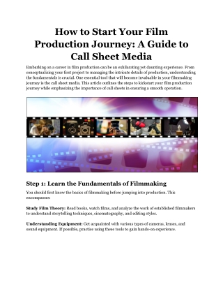 how to start your film production journey a guide