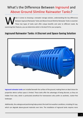 What’s the Difference Between Inground and Above Ground Slimline Rainwater Tanks