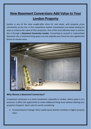 How Basement Conversions Add Value to Your London Property