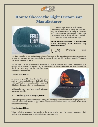 How to Choose the Right Custom Cap Manufacturer