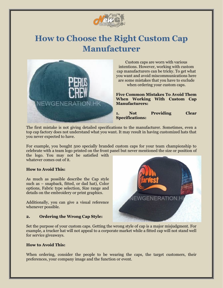 how to choose the right custom cap manufacturer