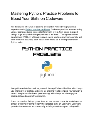 Mastering Python: Practice Problems to Boost Your Skills on Codewars