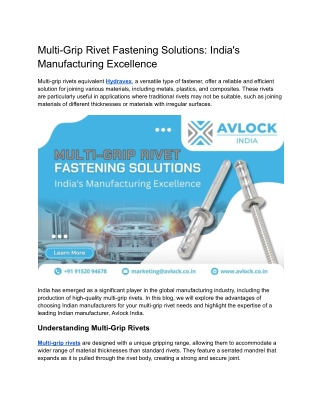Multi-Grip Rivet Fastening Solutions_ India's Manufacturing Excellence