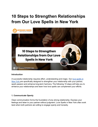 10 Steps to Strengthen Relationships from Our Love Spells in New York