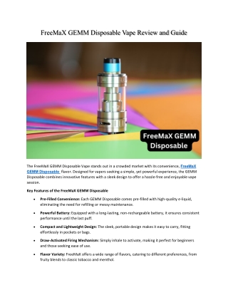FreeMaX GEMM Disposable Vape Review and Guide