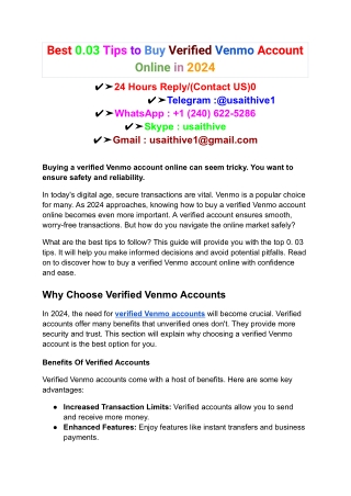 Best 0.03 Tips to Buy Verified Venmo Account Online in 2024