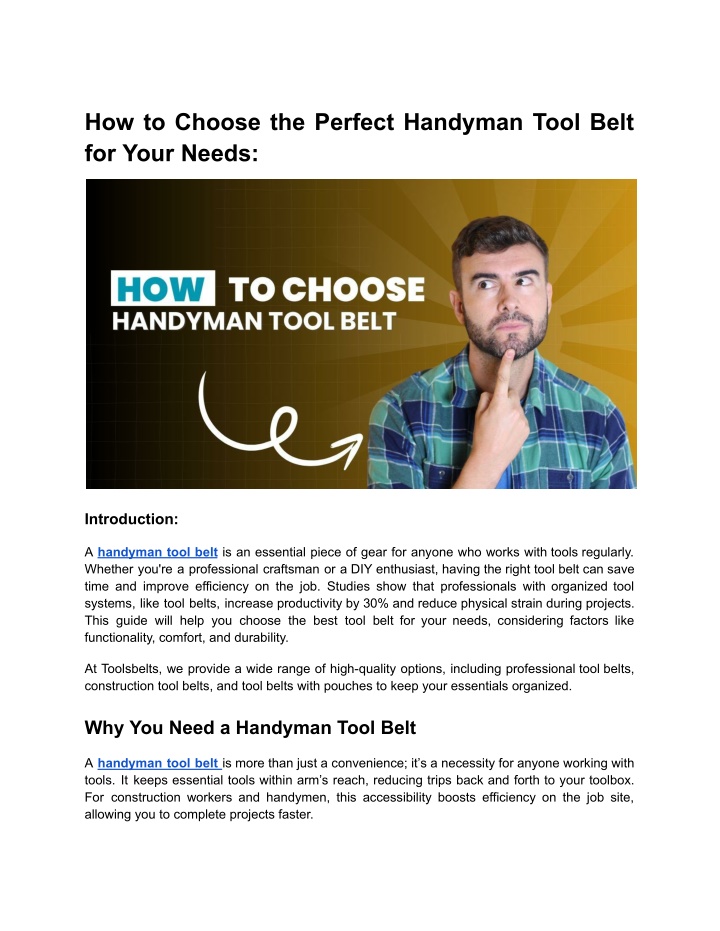 how to choose the perfect handyman tool belt