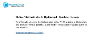 online vlsi institutes in hyderabad takshila vlsi