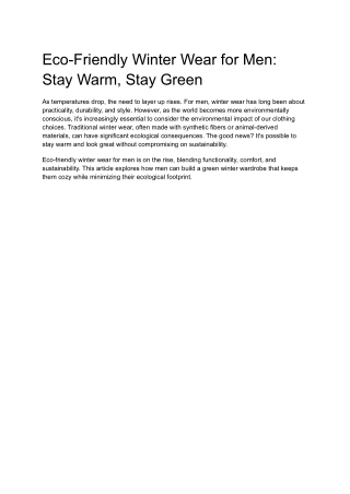 Eco-Friendly Winter Wear for Men_ Stay Warm, Stay Green