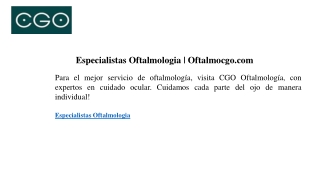 Especialistas Oftalmologia  Oftalmocgo.com