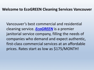 Trust VANCOUVER CLEANING SERVICES | EcoGREEN