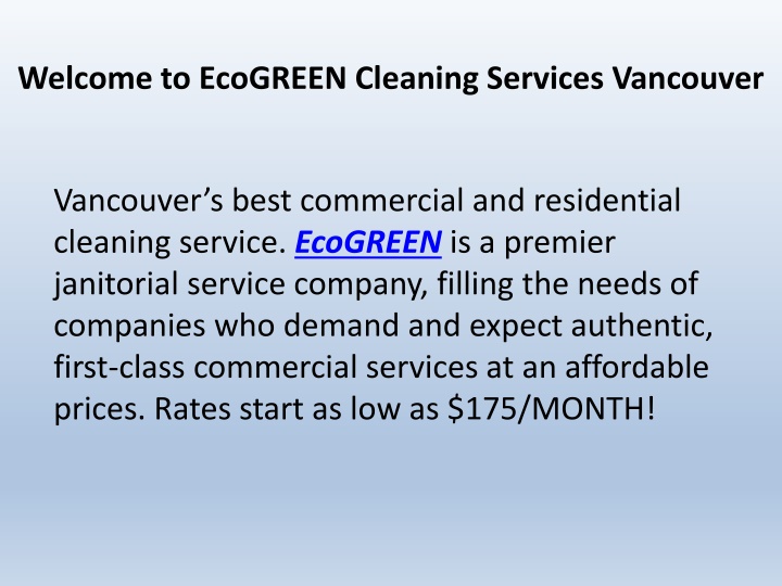 welcome to ecogreen cleaning services vancouver