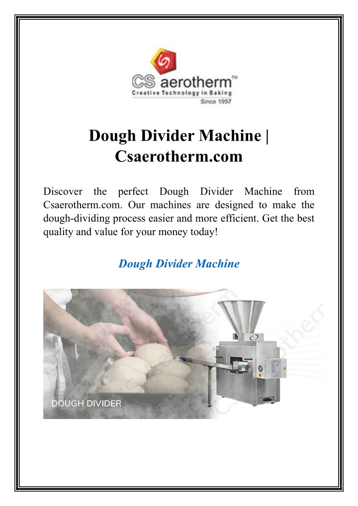 dough divider machine csaerotherm com