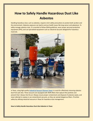 how to safely handle hazardous dust like asbestos