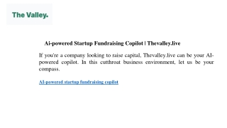 Ai-powered Startup Fundraising Copilot  Thevalley.live