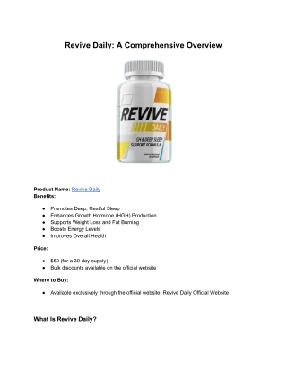 revive daily a comprehensive overview