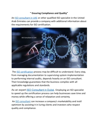ensuring compliance and quality