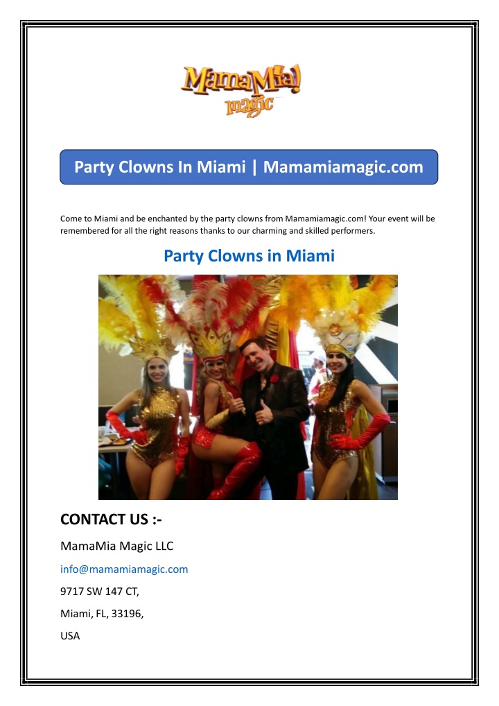 party clowns in miami mamamiamagic com