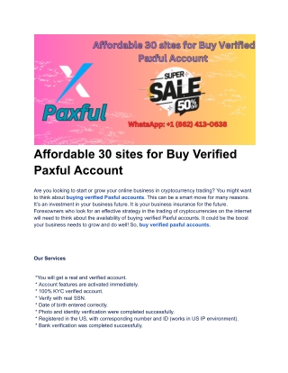 Affordable 30 sites for Buy Verified Paxful Account