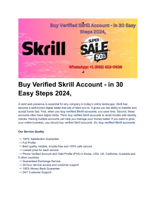Buy Verified Skrill Account - in 30 Easy Steps 2024,
