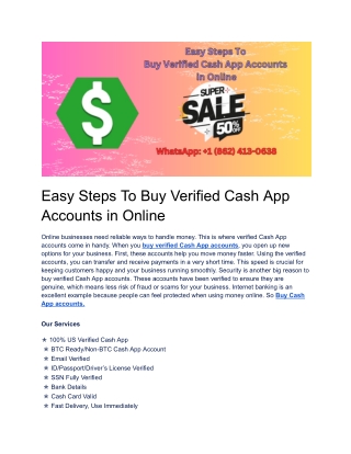 Easy Steps To Buy Verified Cash App Accounts in Online