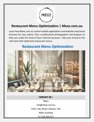 restaurant menu optimization meez com au