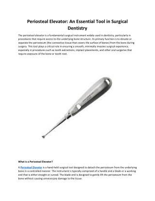periosteal elevator an essential tool in surgical