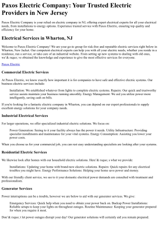 paxos electric company your trusted electric