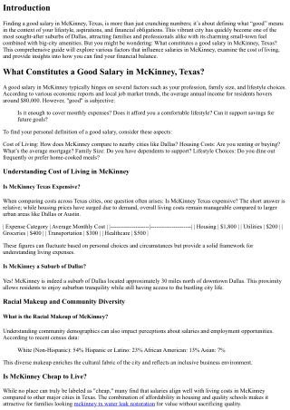 **What Constitutes a Good Salary in McKinney, Texas? Finding Your Financial Bala