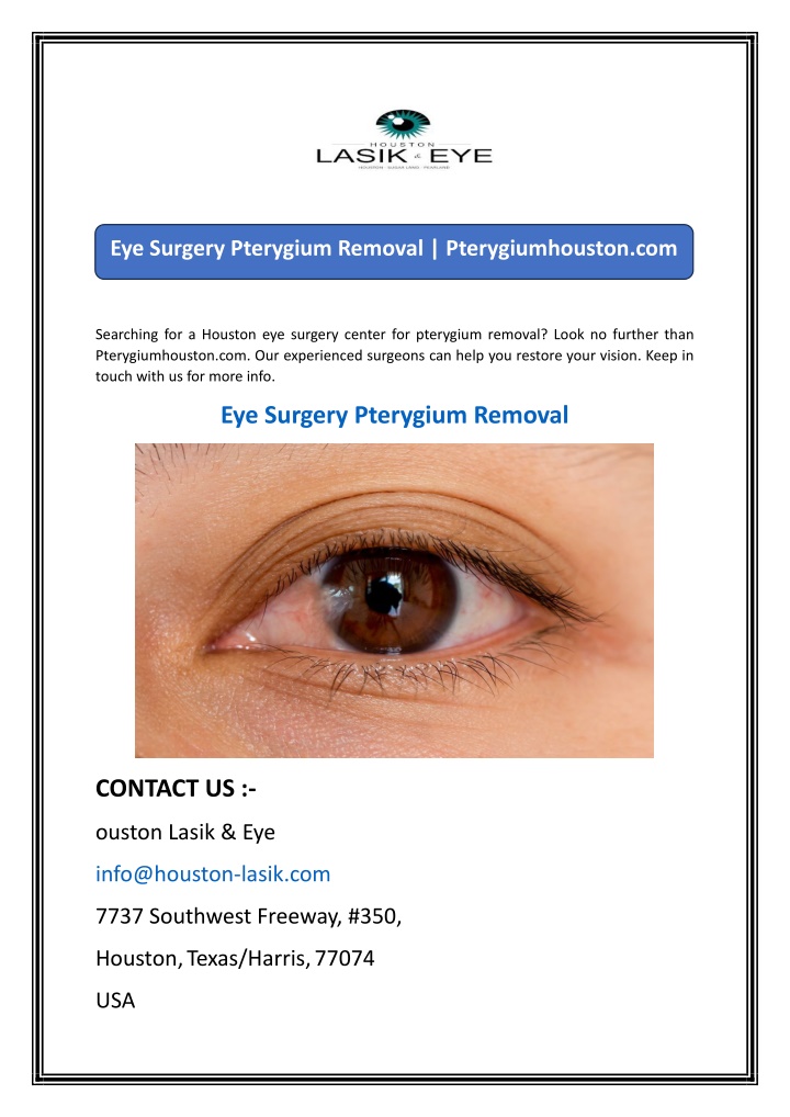 eye surgery pterygium removal pterygiumhouston com