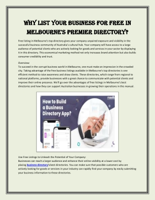 Why List Your Business for Free in Melbourne's Premier Directory