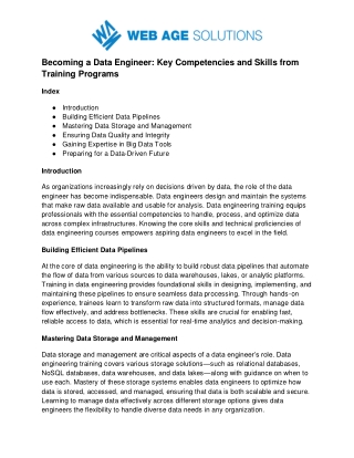 Becoming a Data Engineer Key Competencies and Skills from Training Programs