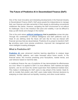 the future of predictive ai in decentralized