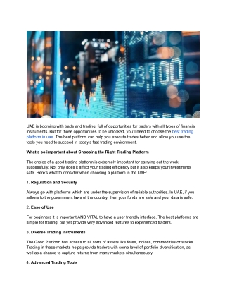 How to Spot the Best Trading Platform in UAE for Smart Investments