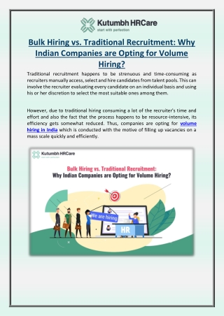 Bulk Hiring vs Traditional Recruitment Why Indian Companies are Opting for Volume Hiring