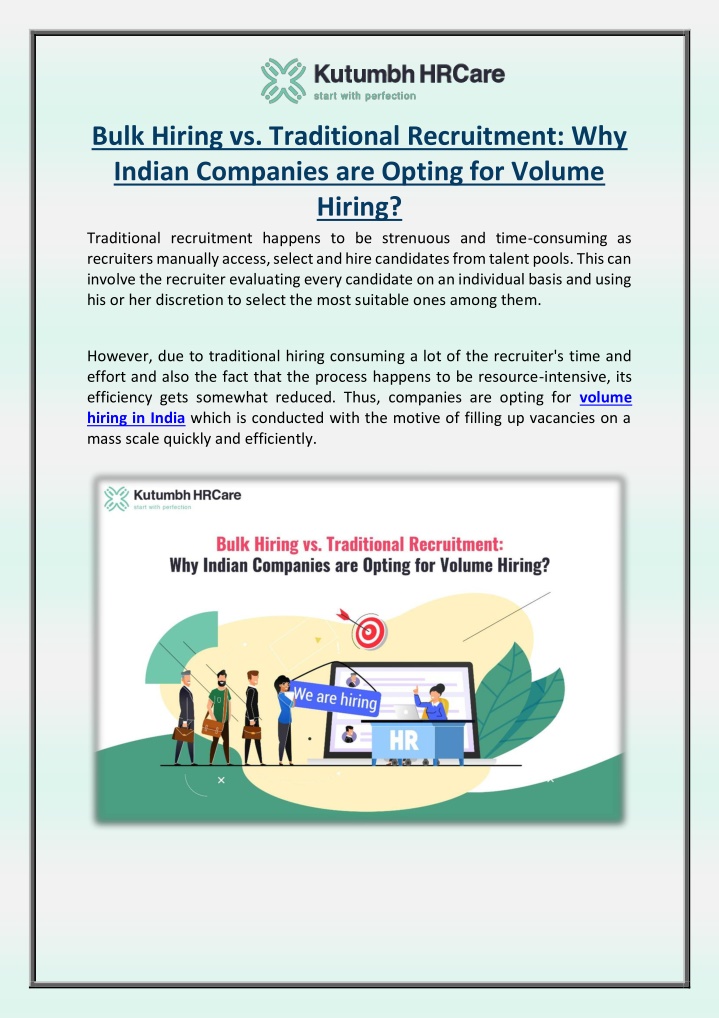 bulk hiring vs traditional recruitment why indian