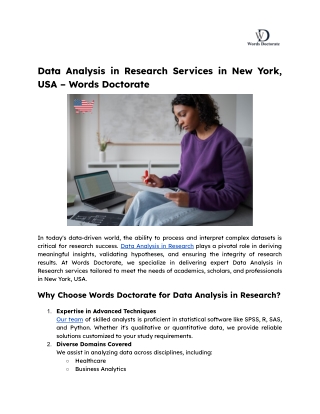 Data Analysis in Research Services in New York, USA – Words Doctorate