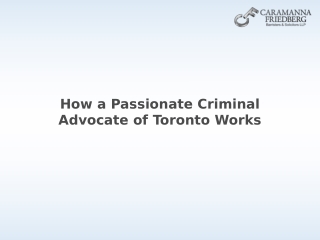 How a Passionate Criminal Advocate of Toronto Works